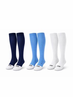 TCK Knee High Athletic Socks 3 Pack Unisex Medium Navy Carolina Blue White NWT